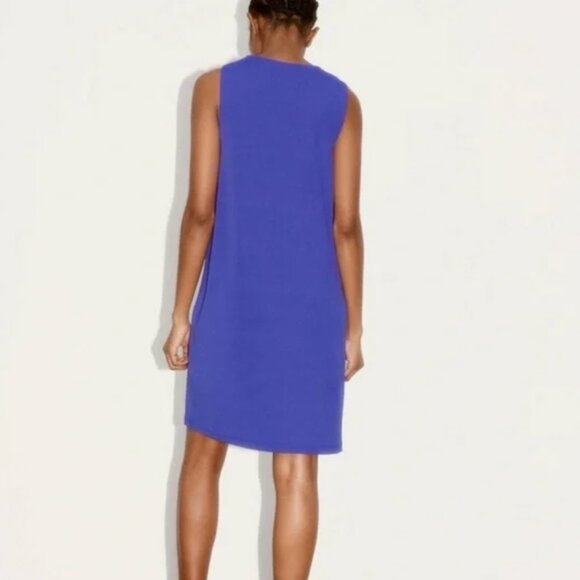 ZARA Blue Front Twist Knot Sleeveless Dress - Picture 3 of 7